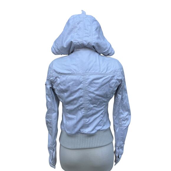 VTG Y2K Abercrombie and Fitch Coat Jacket Sz Sm White Faux Fur Lined Chunky - Picture 4 of 15